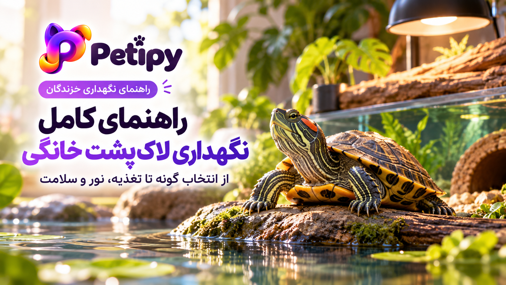 راهنمای نگهداری لاک‌پشت خانگی؛ تغذیه، نور UVB و سلامت